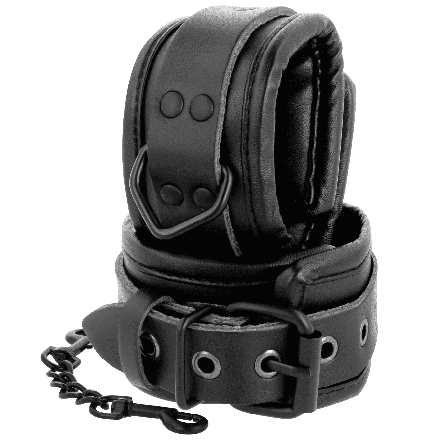 Darkness Black Leather Ankle Cuffs with Adjustable Strap Darkness Black Leather Ankle Cuffs with Adjustable Strap