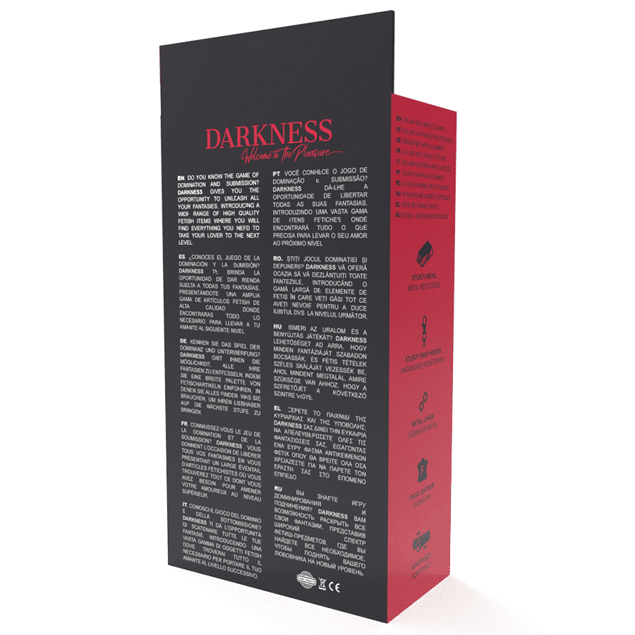 Darkness - Colar de Couro com Grampos de Bico Darkness - Colar de Couro com Grampos de Bico