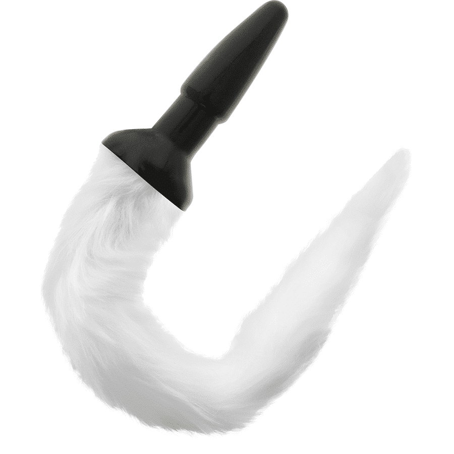 Darkness - Plug Anal Silicone com Rabo Branco Darkness - Plug Anal Silicone com Rabo Branco
