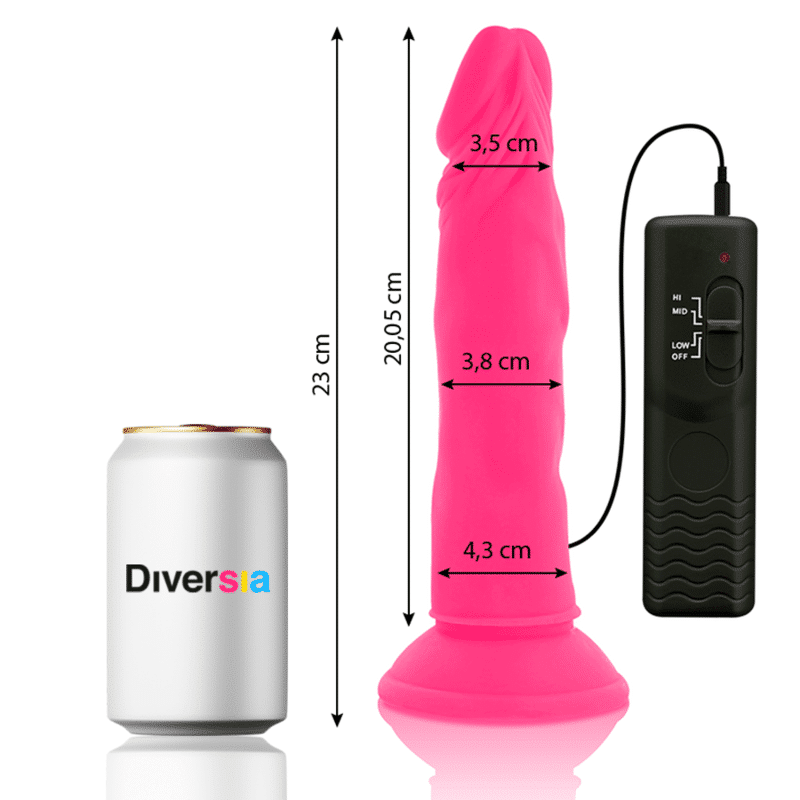Diversia - Vibro Dildo Flexível Rosa 23cm Diversia - Vibro Dildo Flexível Rosa 23cm