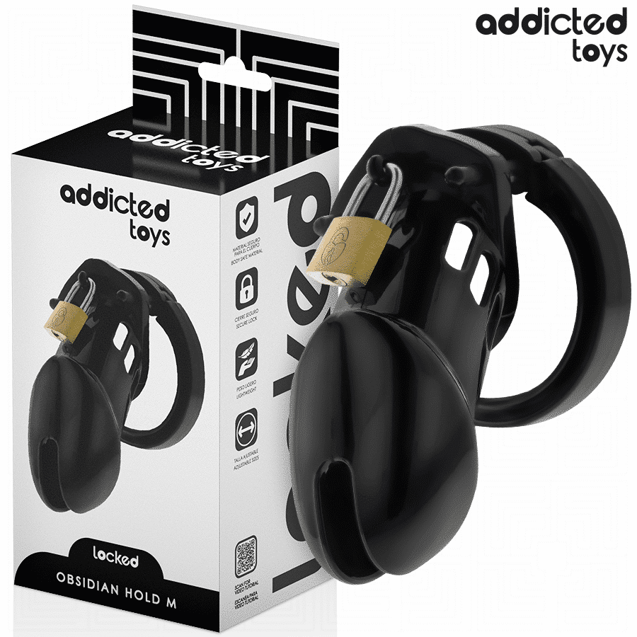 Addicted Toys Locked - MEDIUM OBSIDIAN PENIS CAGE FOR Control