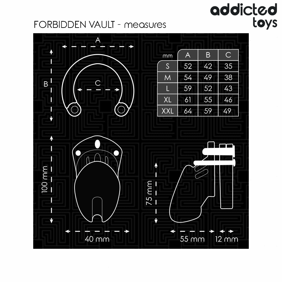 Locked Penis Cage by Addicted Toys - Forbidden Vault 10cm Locked Penis Cage by Addicted Toys - Forbidden Vault 10cm