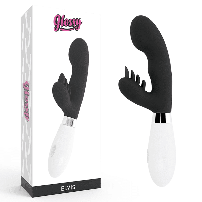 Glossy - VIBRADOR ELVIS RABBIT NEGRO DE SILICONA