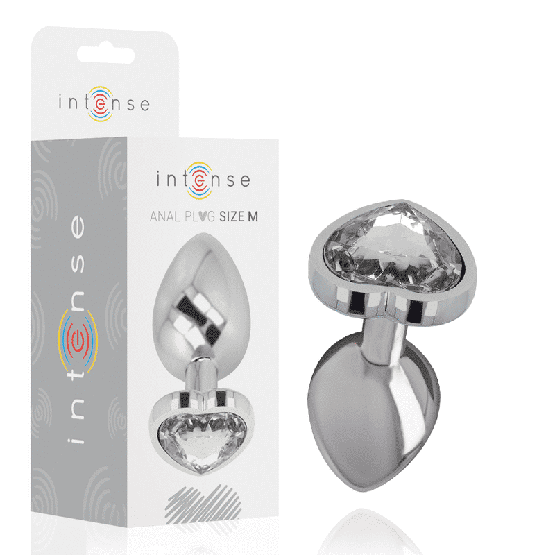 Intense - PLUG Anal DE ALUMINIO BLANCO CON FORMA DE CORAZÓN TAllA M