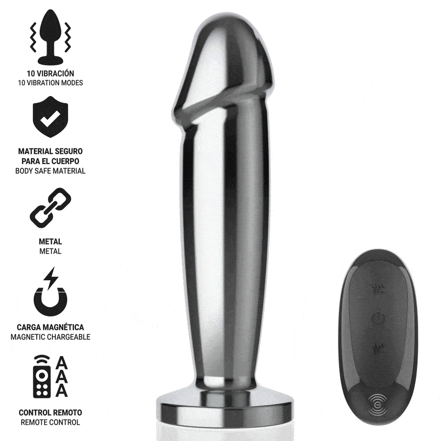 Intense - Metal Anal PLUG WITH 10 VIBRATION MODES AND REMOTE Control M Intense - Metal Anal PLUG WITH 10 VIBRATION MODES AND REMOTE Control M
