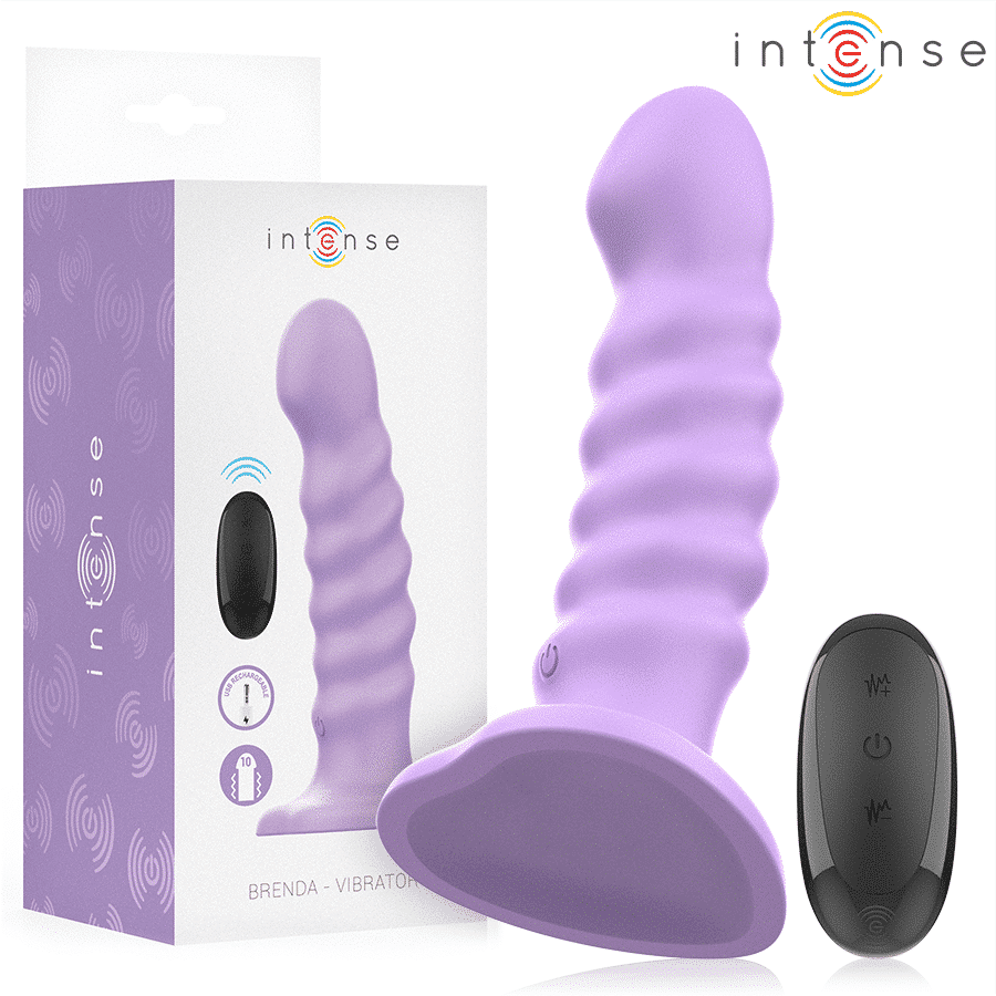 Intense - Brenda Vibrator Size M Spiral Design 10 Vibrations Purple Remote Control