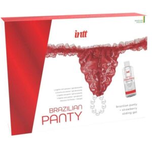 Intt Releases - RED BRAZILIAN PANTY WITH PEARL DETAILS & 50 ML LUBE