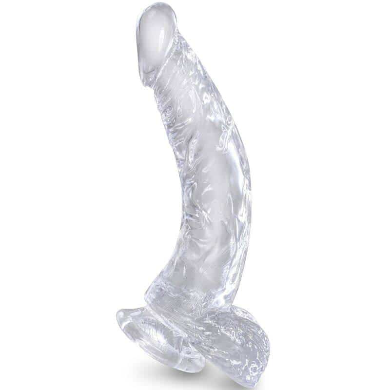 King Cock - PÊNIS CURVADO RealISTA TRANSPARENTE COM BOLAS 16.5 CM