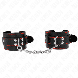 Kink - ADJUSTABLE Black WRIST RESTRAINTS WITH RED TRIM 20-28 CM X 5.5 CM