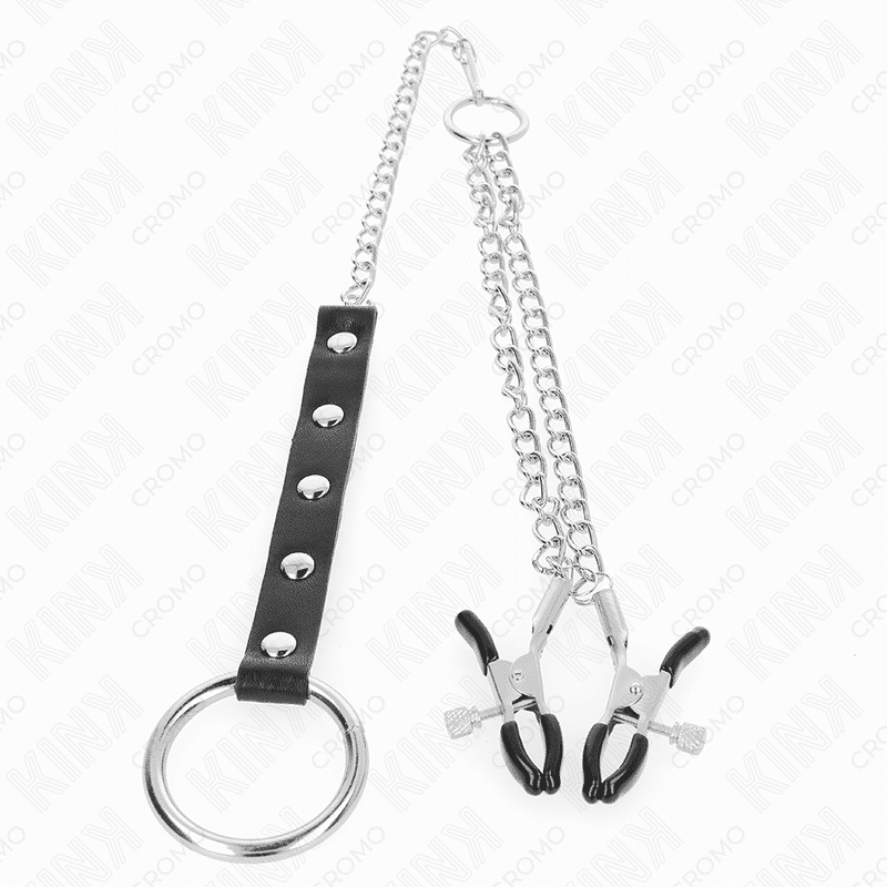 Kink - ANEL PENIANO METÁLICO COM GRAMPOS PARA PEZÕES E CORRENTE Kink - ANEL PENIANO METÁLICO COM GRAMPOS PARA PEZÕES E CORRENTE