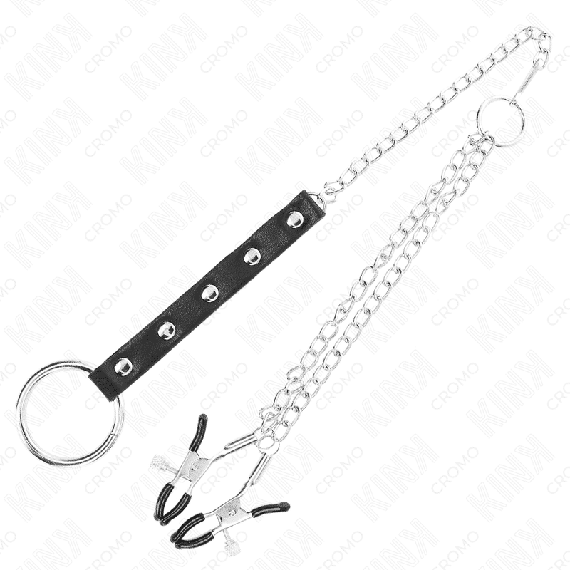 Kink - ANEL PENIANO METÁLICO COM GRAMPOS PARA PEZÕES E CORRENTE Kink - ANEL PENIANO METÁLICO COM GRAMPOS PARA PEZÕES E CORRENTE