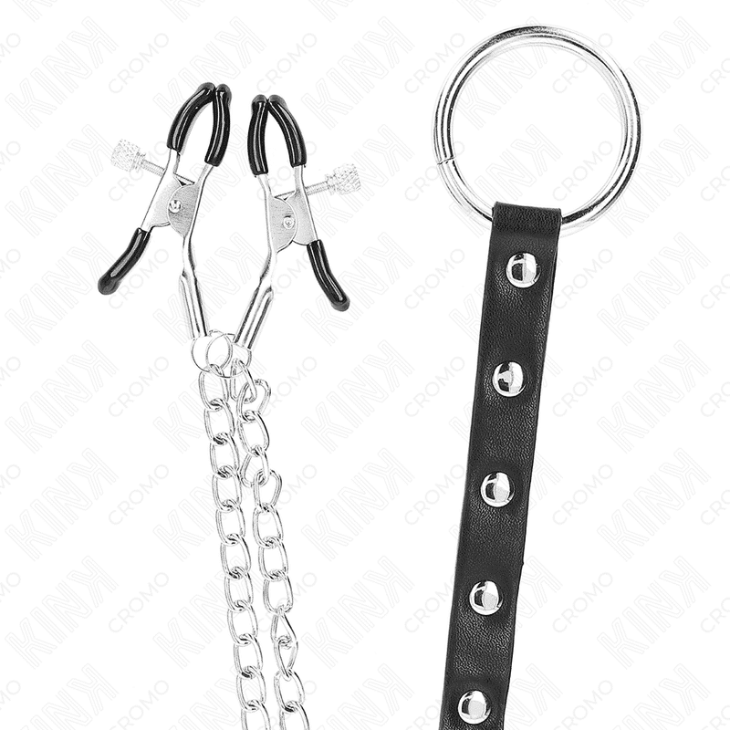 Kink - ANEL PENIANO METÁLICO COM GRAMPOS PARA PEZÕES E CORRENTE Kink - ANEL PENIANO METÁLICO COM GRAMPOS PARA PEZÕES E CORRENTE