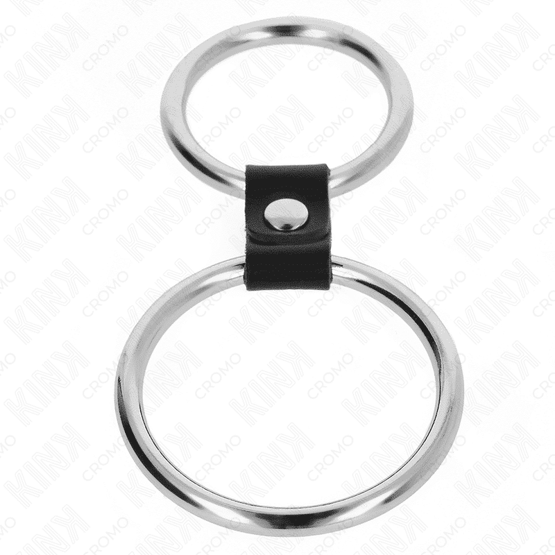 Kink Double Penis Ring with Leather Connector Kink Double Penis Ring with Leather Connector