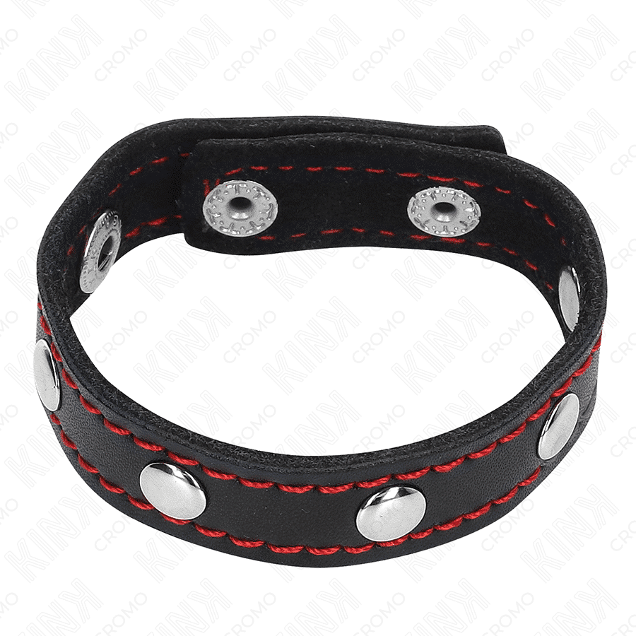 Kink Penis Ring with Adjustable Pressure Closure and Red Lining Kink Penis Ring with Adjustable Pressure Closure and Red Lining