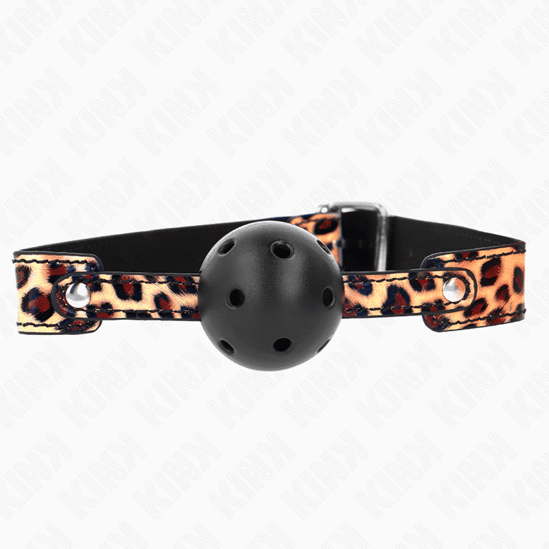 Kink 4.5cm Leopard Ball Gag Breathable Design Kink 4.5cm Leopard Ball Gag Breathable Design