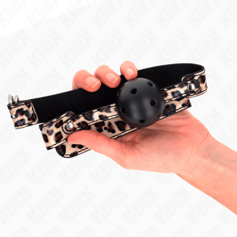 Kink 4.5cm Leopard Ball Gag Breathable Design Kink 4.5cm Leopard Ball Gag Breathable Design