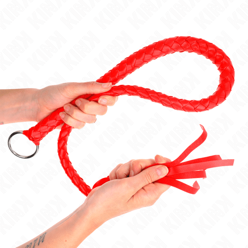Kink - Chicote de Couro com Anel Vermelho 65cm Kink - Chicote de Couro com Anel Vermelho 65cm