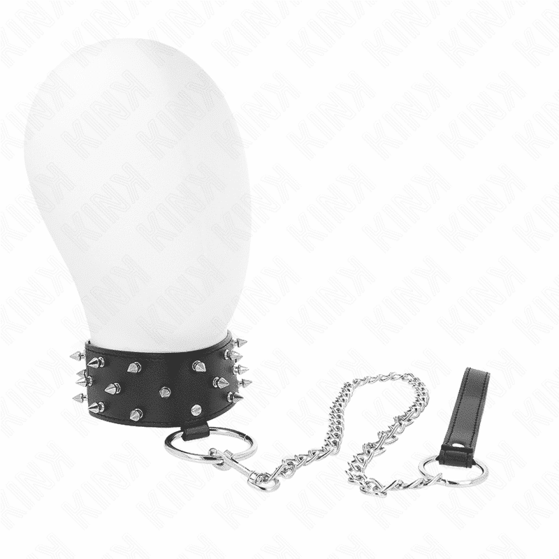 Kink - 65 CM Adjustable Collar with Silver Studs and Leash Model 5 Kink - 65 CM Adjustable Collar with Silver Studs and Leash Model 5