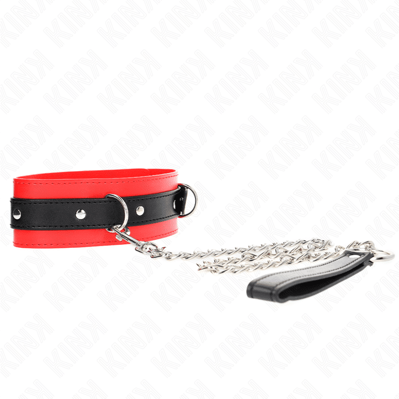 Kink - Coleira de Couro 65cm com Alça Vermelha Kink - Coleira de Couro 65cm com Alça Vermelha