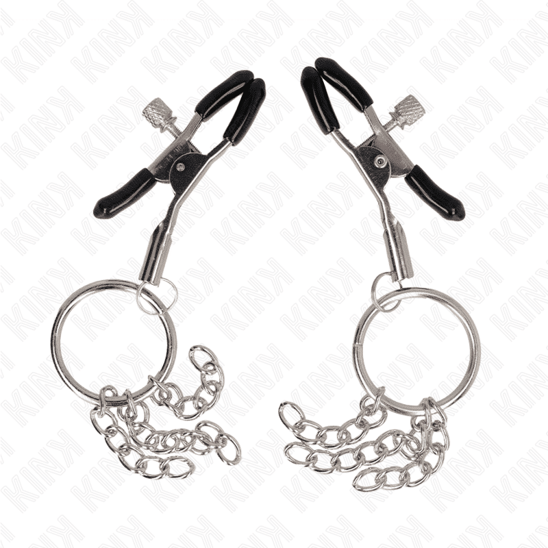 Kink - GRAMPO DE MAMILO COM ARO E CADENETA PRATEADA 6 CM Kink - GRAMPO DE MAMILO COM ARO E CADENETA PRATEADA 6 CM