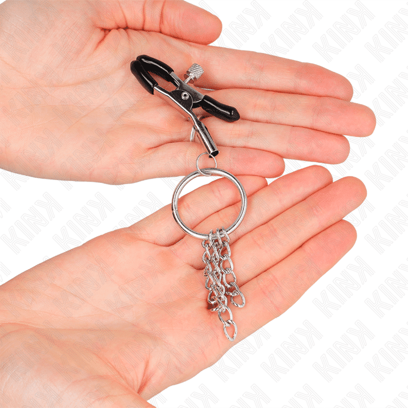 Kink - GRAMPO DE MAMILO COM ARO E CADENETA PRATEADA 6 CM Kink - GRAMPO DE MAMILO COM ARO E CADENETA PRATEADA 6 CM