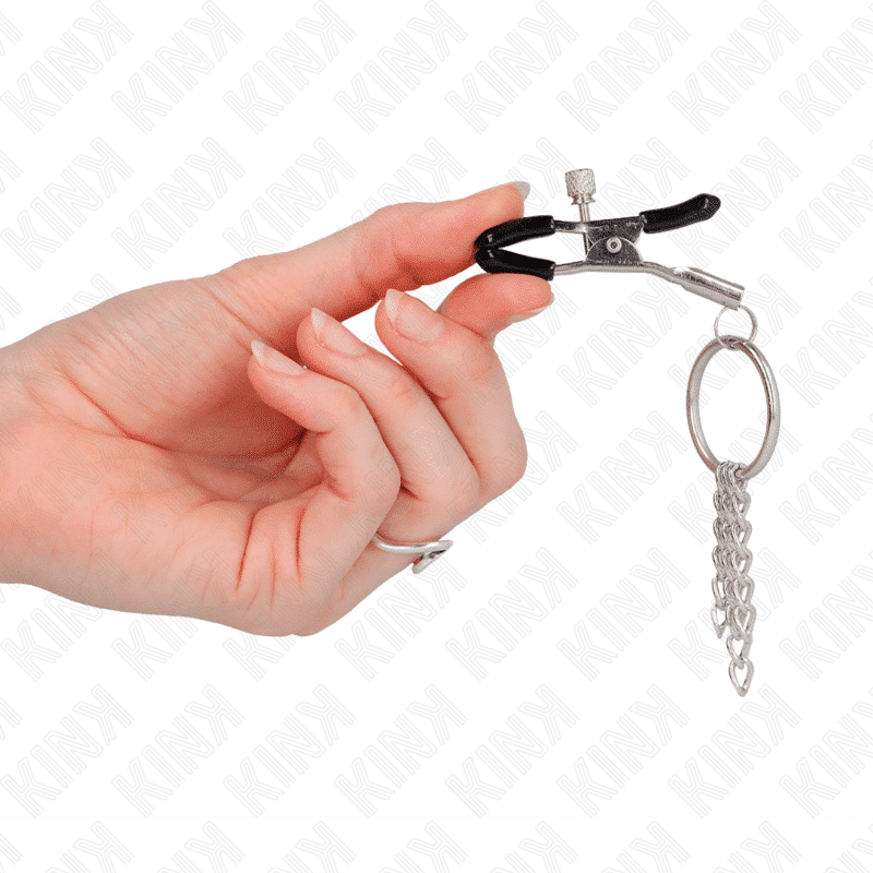 Kink - GRAMPO DE MAMILO COM ARO E CADENETA PRATEADA 6 CM Kink - GRAMPO DE MAMILO COM ARO E CADENETA PRATEADA 6 CM
