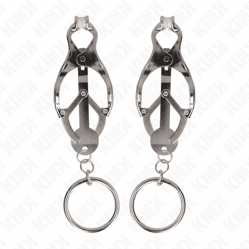 Kink Silver Nipple Clamps with Japanese Clover Design Kink Silver Nipple Clamps with Japanese Clover Design