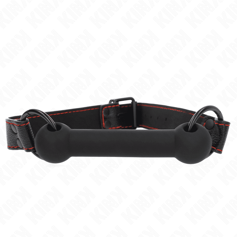 Kink - ADJUSTABLE Black BONE GAG WITH LeatherETTE Strap 41-57 CM