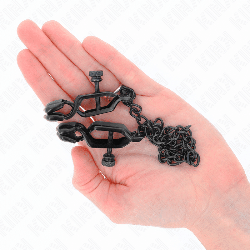 Kink - Black 30 CM NIPPLE CLAMPS WITH FLAT CHAIN Kink - Black 30 CM NIPPLE CLAMPS WITH FLAT CHAIN