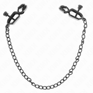 Kink - PINÇAS DE MAMILO COM CADENA PLANA PRETAS 30 CM