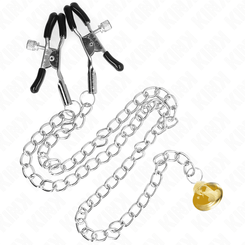 Kink - PINÇAS DE MAMILO COM PINGENTE DE CHIFRE E CORRENTE 30 CM