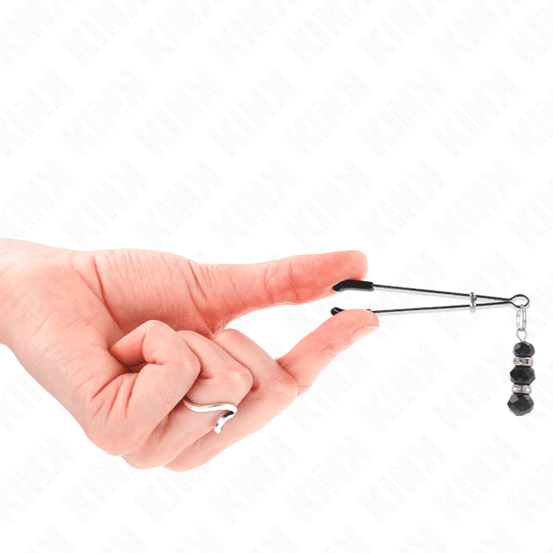 Kink - PINÇAS DOURADAS FINAS PARA MAMILOS COM 3 CONTAS PRETAS 7 CM Kink - PINÇAS DOURADAS FINAS PARA MAMILOS COM 3 CONTAS PRETAS 7 CM