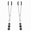 Kink - PINÇAS DOURADAS FINAS PARA MAMILOS COM 3 CONTAS PRETAS 7 CM