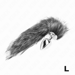 Kink - LARGE Anal PLUG 10 X 4 CM WITH 40 CM SYNTHETIC TAIL IN GREY