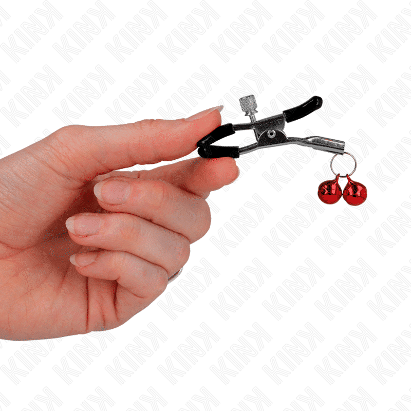 Kink Double Nipple Clamp with Bell 6cm Red Kink Double Nipple Clamp with Bell 6cm Red