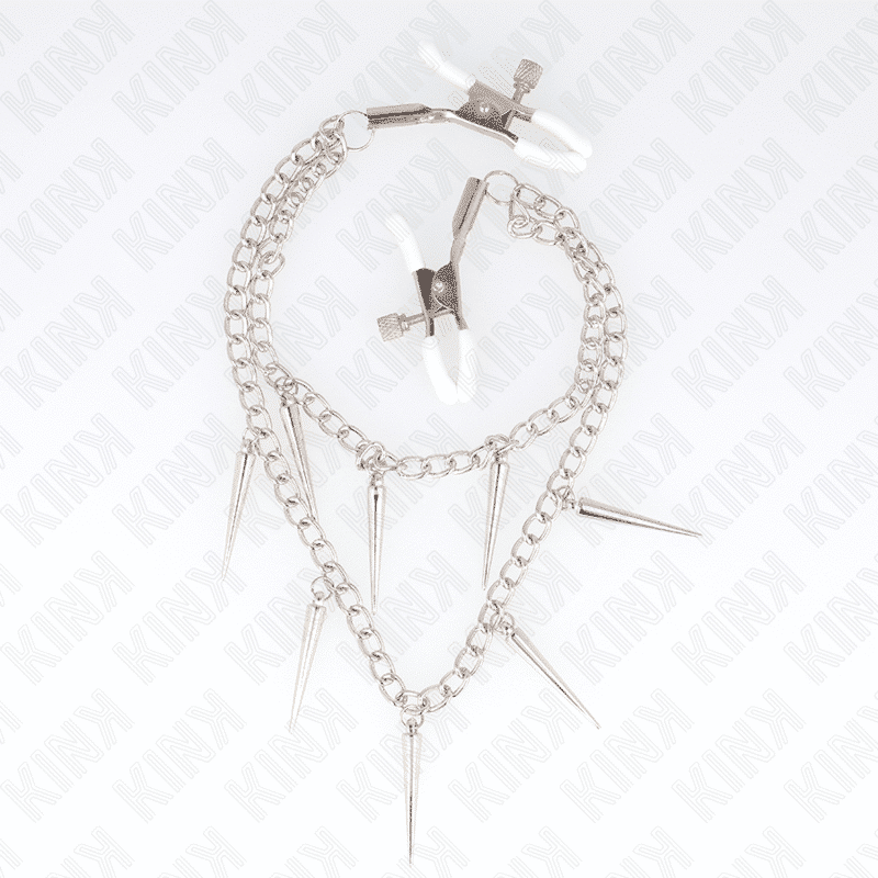Kink Nipple Clamps with Spike Chain 30cm Kink Nipple Clamps with Spike Chain 30cm