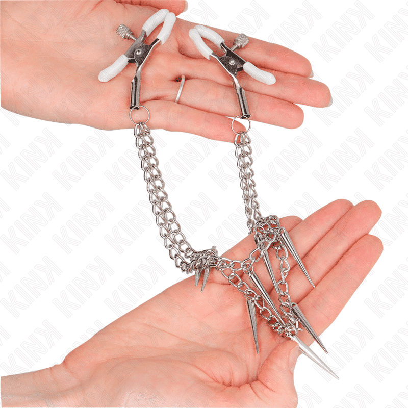 Kink Nipple Clamps with Spike Chain 30cm Kink Nipple Clamps with Spike Chain 30cm
