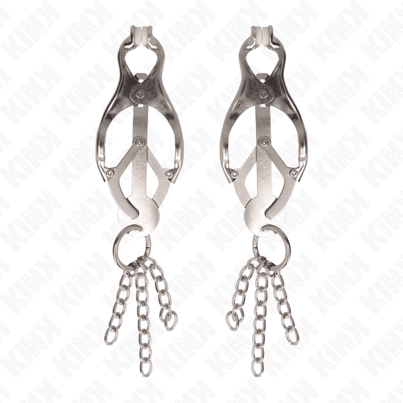 Kink Japanese Clover Nipple Clamps Silver Chain Kink Japanese Clover Nipple Clamps Silver Chain