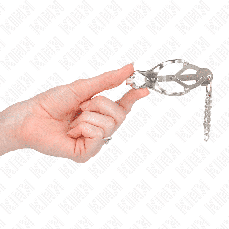 Kink Japanese Clover Nipple Clamps Silver Chain Kink Japanese Clover Nipple Clamps Silver Chain
