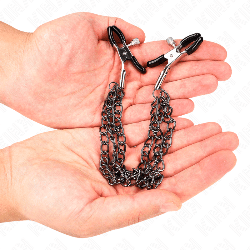 Kink Nipple Clamps 3-Chain Set Black 20-28cm Kink Nipple Clamps 3-Chain Set Black 20-28cm