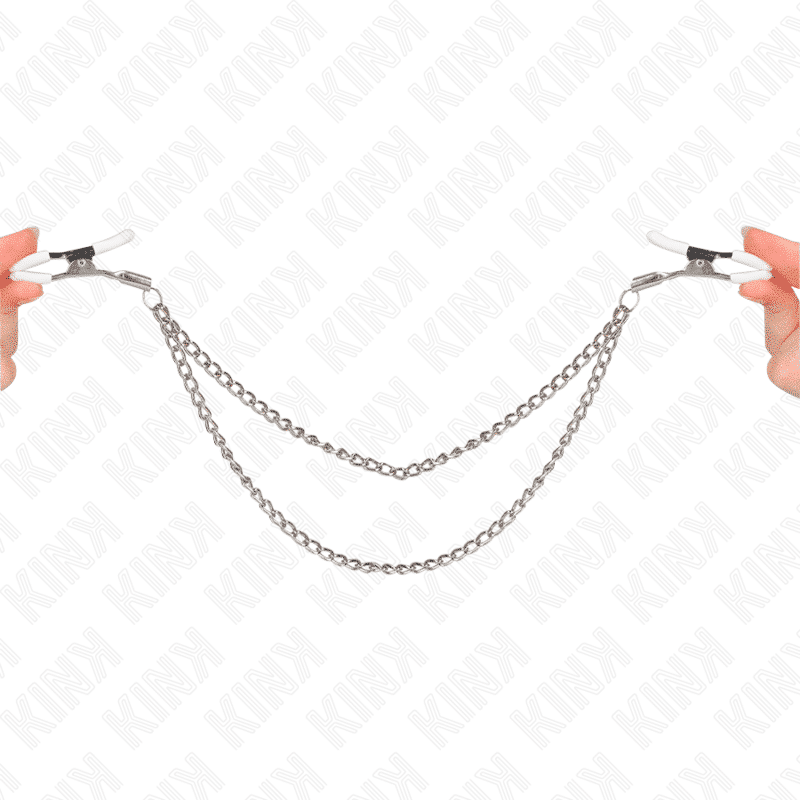 Kink Nipple Clamps 2 Thin Silver Chains 20cm Kink Nipple Clamps 2 Thin Silver Chains 20cm