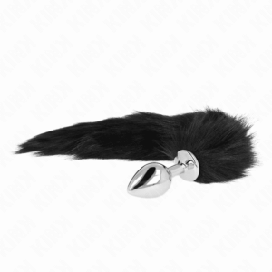 Kink Anal Plug M with 40cm Synthetic Tail Black
