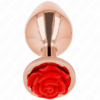 Kink Gold Anal Plug with Red Rose Accent