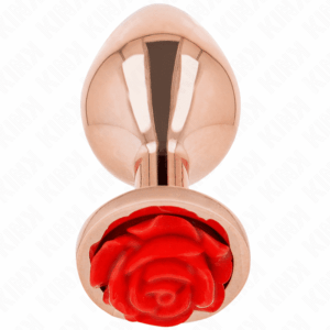 Kink Gold Anal Plug with Red Rose Accent