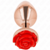 Kink Gold Anal Plug with Red Rose Accent