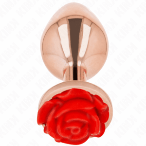 Kink Gold Anal Plug with Red Rose Accent