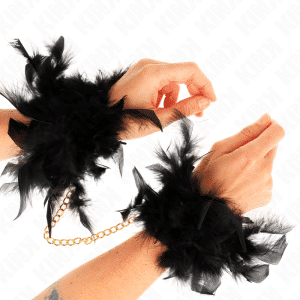 Kink Feather Cuff Restraints with Gold Chain Model 1
