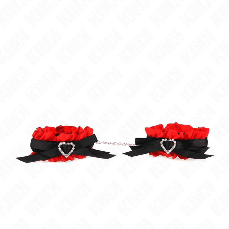 Kink Adjustable Lace Wrist Cuffs with Red Heart Accent Kink Adjustable Lace Wrist Cuffs with Red Heart Accent