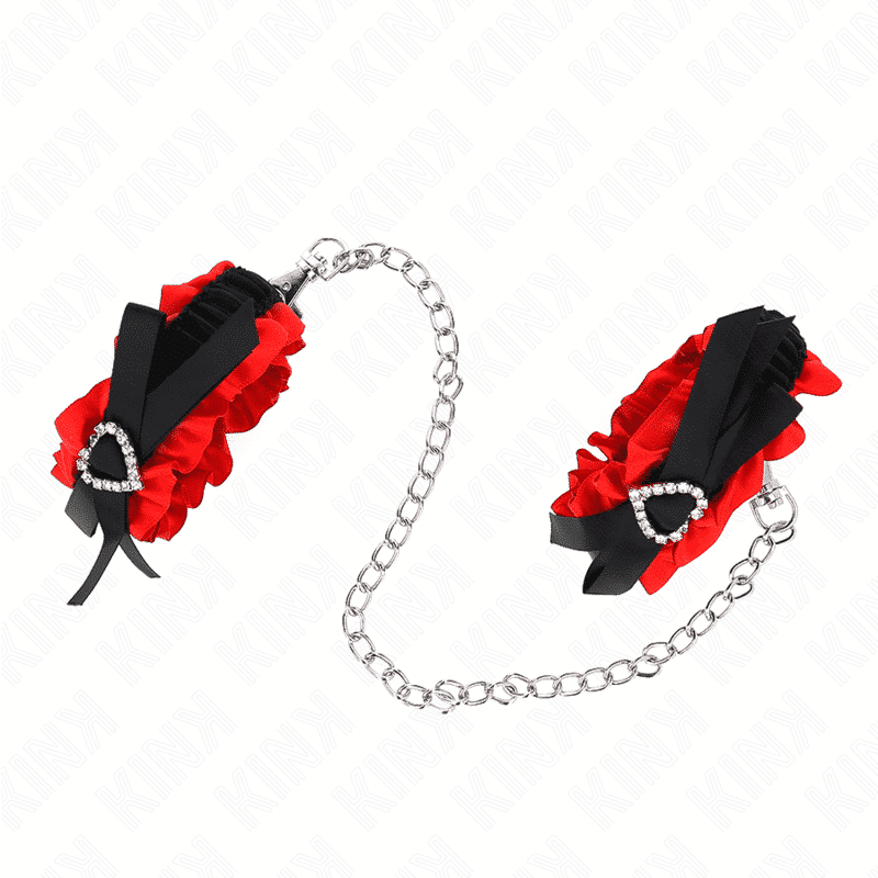 Kink Adjustable Lace Wrist Cuffs with Red Heart Accent Kink Adjustable Lace Wrist Cuffs with Red Heart Accent