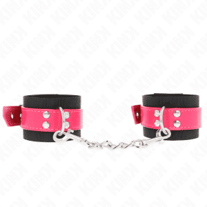 Kink Black Nylon Wrist Cuffs with Raspberry Rose Strap